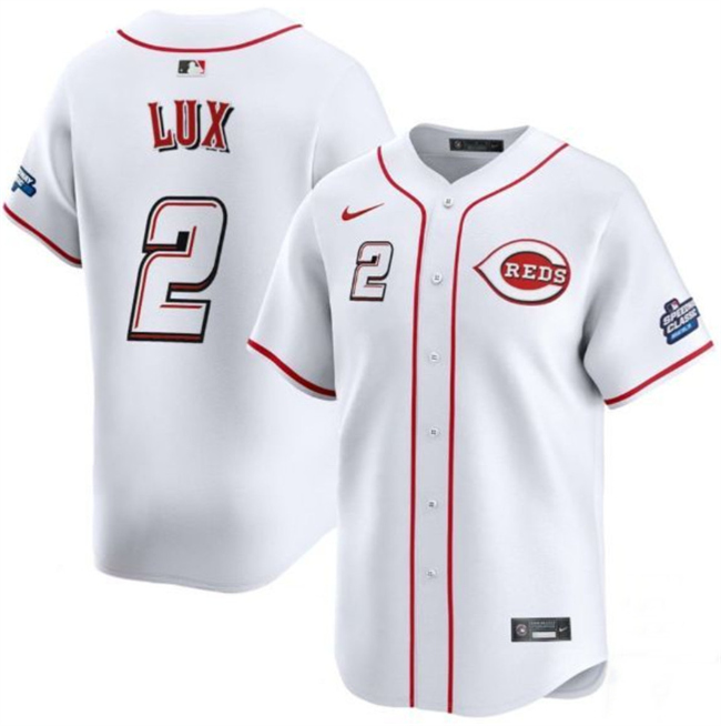 Men's Cincinnati Reds #2 Gavin Lux White 2025 Speedway Classic Home Limited Stitched Baseball Jersey